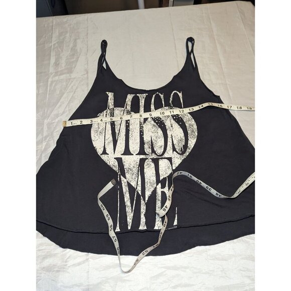 Miss Me Raw Edge Black Tank Women's Size Medium Oversized - Picture 10 of 13